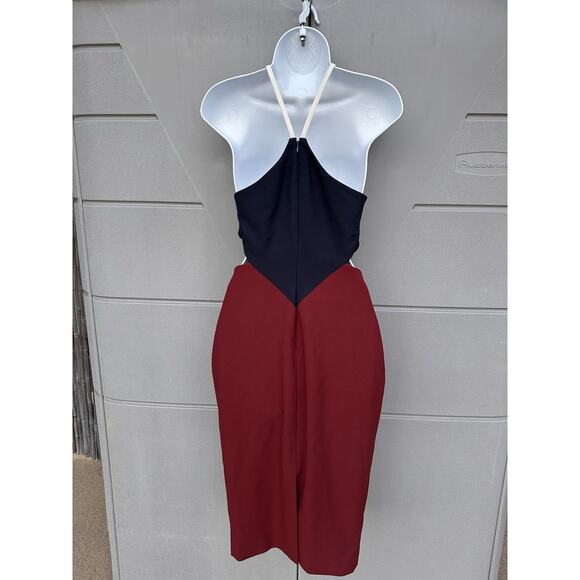 Elizabeth & James Riza Color Block Cut Away Sheath Dress Red Blue Sz 6 ASO Prepp - Picture 8 of 14